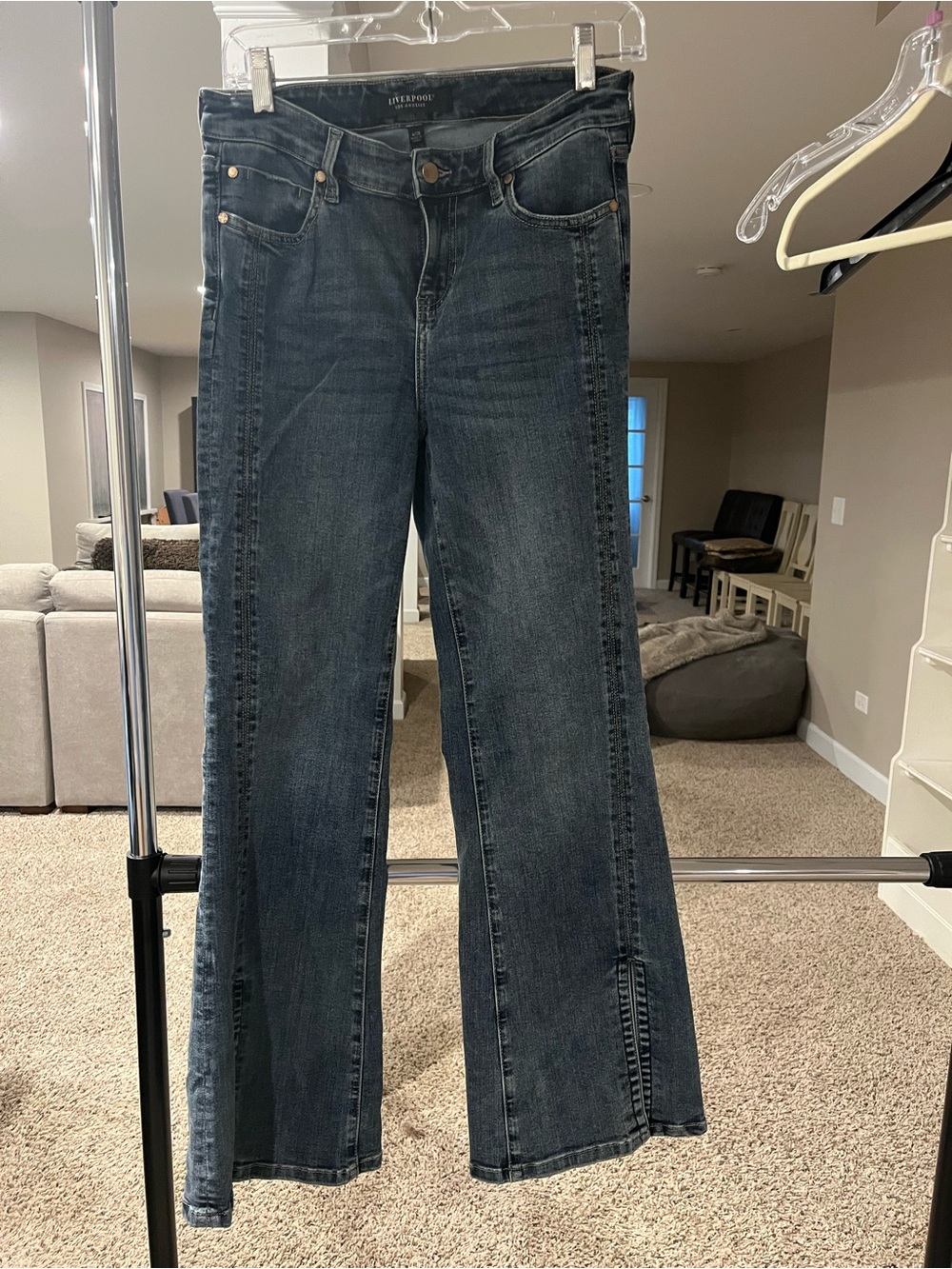 Liverpool Dark Wash Flare Jeans - Dark Blue